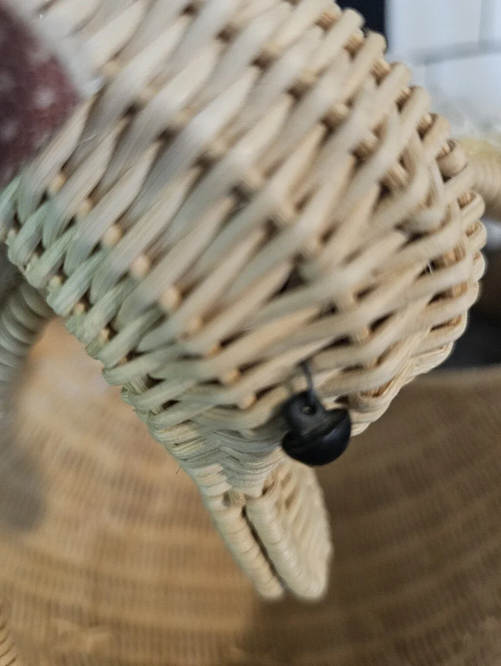 Cottagecore Goose Basket 3D Full Shape Wicker Lace Ribbon Neck Feet Vintage Rare
